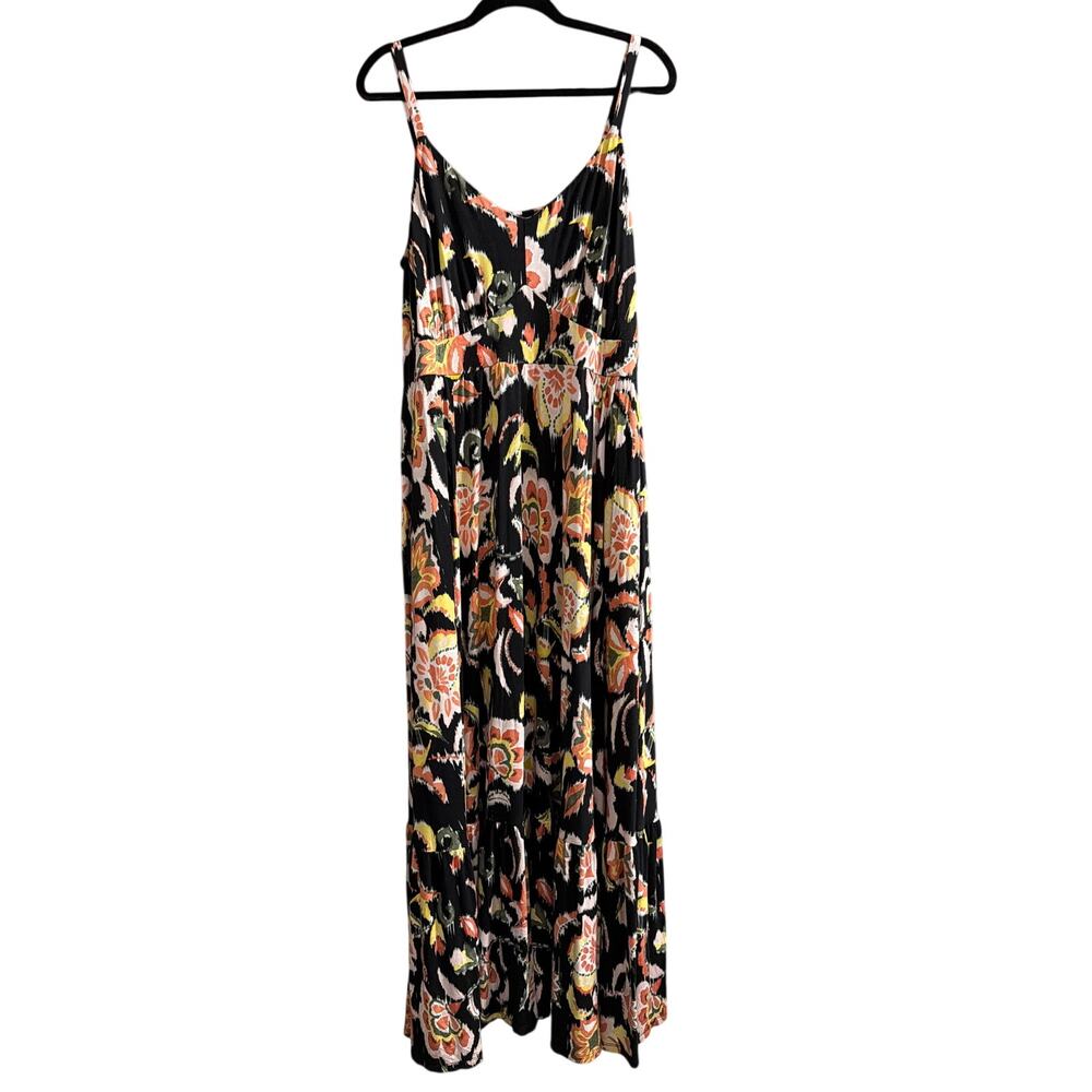 Torrid Women's Plus Size Black & Yellow Floral Maxi Tank Top Sundress Size 3 3X